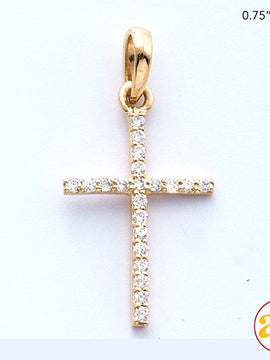 14KY 0.10CTW DIAMOND THIN CROSS PENDANT