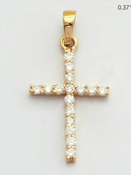 14KY 0.15CTW DIAMOND THIN CROSS PENDANT