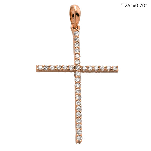 14KR 0.30CTW DIAMOND THIN CROSS PENDANT