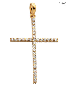 14KY 0.30CTW DIAMOND THIN CROSS PENDANT