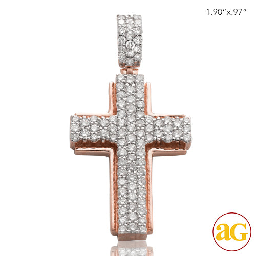 14KR 3.00CTW DIAMOND 3-D RAISED CROSS ON GOLD