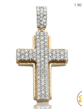 14KY 3.00CTW DIAMOND 3-D RAISED CROSS ON GOLD