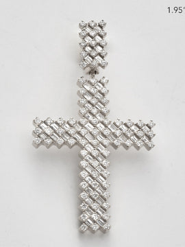 14KW 2.85CTW BAGUETTE DIAMOND CROSS PENDANT