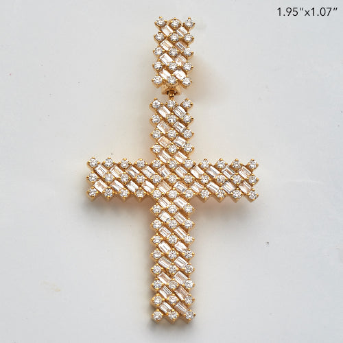 14KY 2.25CTW BAGUETTE DIAMOND CROSS PENDANT