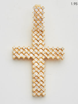 14KY 2.50CTW BAGUETTE DIAMOND CROSS PENDANT