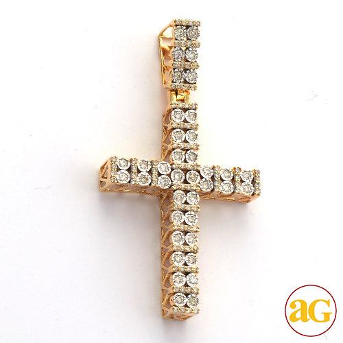 10KY 0.60CTW ILLUSION SET DIAMOND 2-ROW CROSS