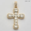 14KY+W 3.00CTW BAGUETTE DIAMOND CROSS WITH SQUARE