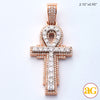 14KR+W 3.00CTW DIAMOND 3-D ANKH CROSS PENDANT