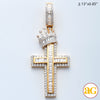 14KY 2.05CTW BAGUETTE DIAMOND CROSS WITH TILTED