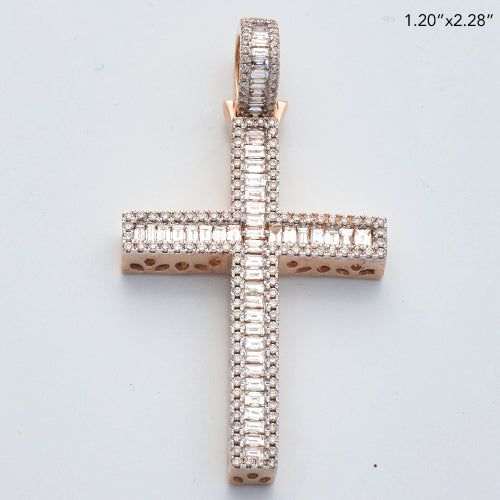 14KR 2.80CTW BAGUETTE DIAMOND CROSS