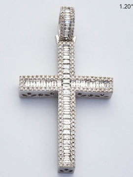 14KW 2.80CTW BAGUETTE DIAMOND CROSS