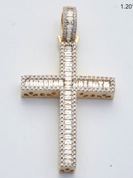 14KY 2.80CTW BAGUETTE DIAMOND CROSS