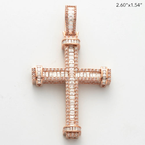 10KR 4.50CTW BAGUETTE DIAMOND CROSS