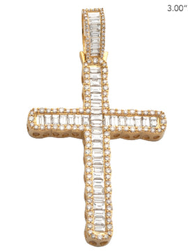 14KY 4.75CTW BAGUETTE DIAMOND CROSS