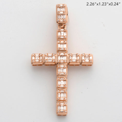 14KR 1.90CTW BAGUETTE DIAMOND CROSS PENDANT