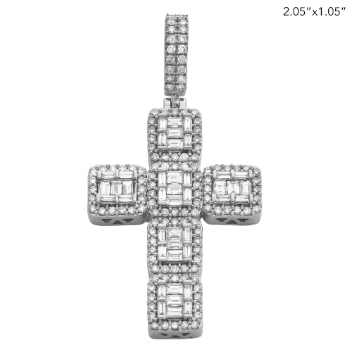 14KW 2.55CTW BAGUETTE DIAMOND CROSS PENDANT