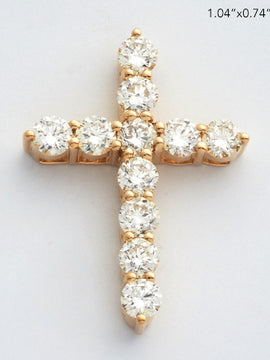 14KY 2.05CTW DIAMOND 11 STONE 3-PRONG CROSS