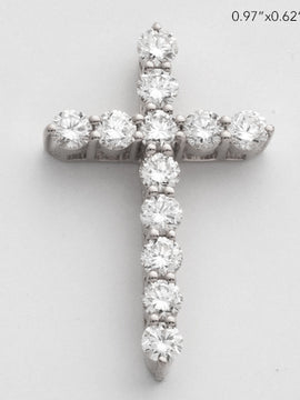 14KW 1.15CTW DIAMOND 11 STONE 3-PRONG CROSS