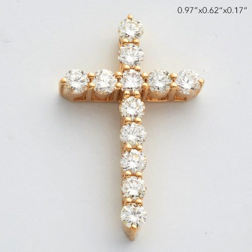 14KY 1.15CTW DIAMOND 11 STONE 3-PRONG CROSS