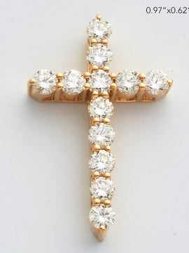 14KY 1.15CTW DIAMOND 11 STONE 3-PRONG CROSS