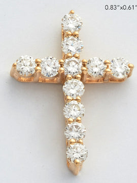 14KY 0.90CTW DIAMOND 11 STONE 3-PRONG CROSS