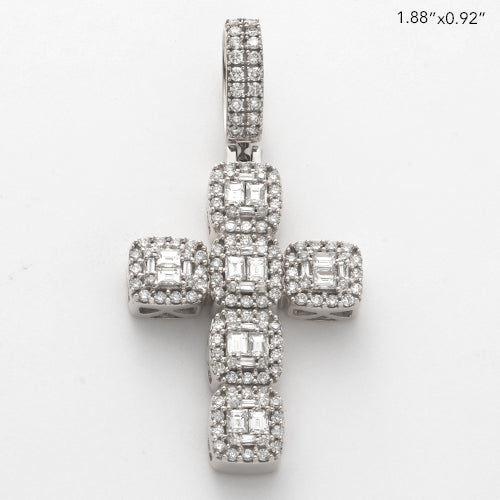 14KW 2.00CTW DIAMOND SQUARE CLUSTER CROSS PENDANT