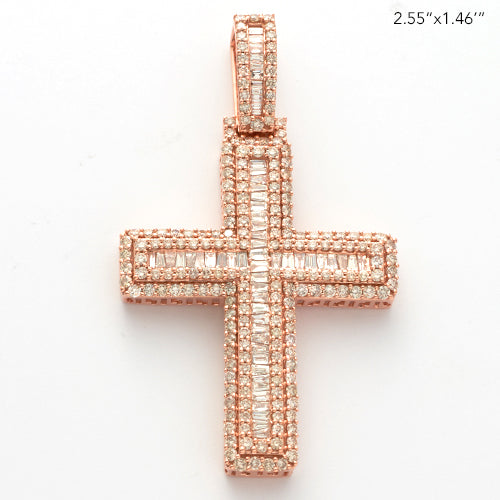 14KR 4.50CTW BAGUETTE DIAMOND CROSS