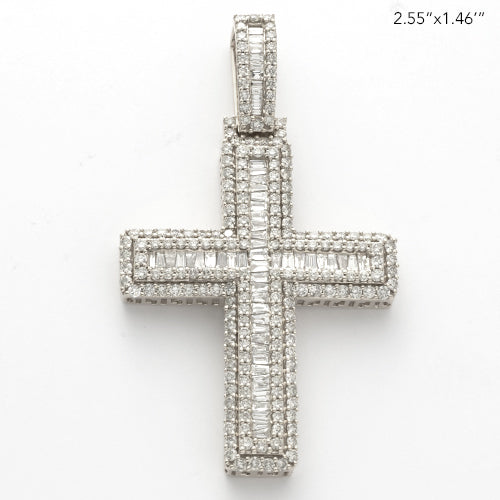 14KW 4.50CTW BAGUETTE DIAMOND CROSS