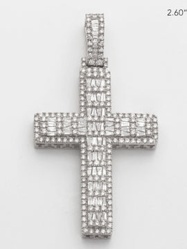 14KW 4.55CTW BAGUETTE DIAMOND CROSS PENDANT