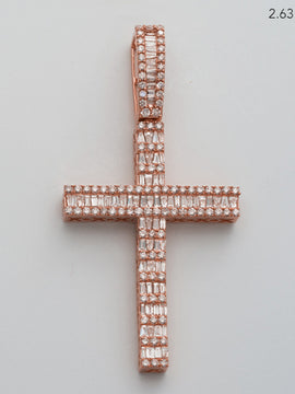 10KR 3.45CTW BAGUETTE DIAMOND CROSS PENDANT