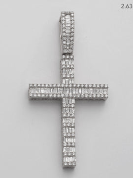 10KW 3.45CTW BAGUETTE DIAMOND CROSS PENDANT