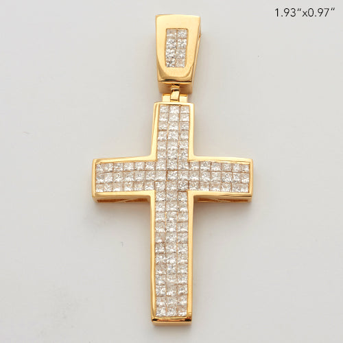 14KY 3.05CTW PC DIAMOND CROSS PENDANT