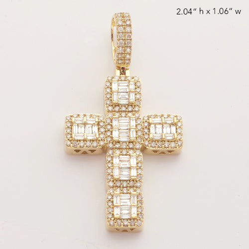 14KY 2.65CTW BAGUETTE DIAMOND SQUARE CLUSTER CROSS