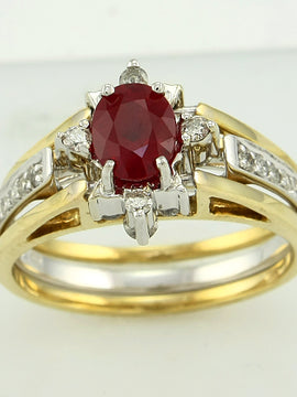 10KW 1.00CTW DIA. & [RUBY] JULY BIRTHSTONE REV RIN