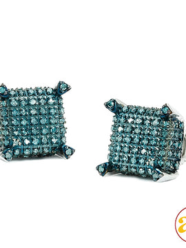 10KW 0.65CTW BLUE DIAMOND DICE EARRINGS