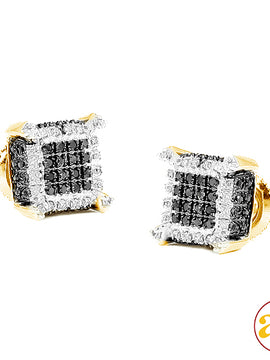 10KY 0.40CTW BLACK & WHITE DIAMOND DICE EARRINGS