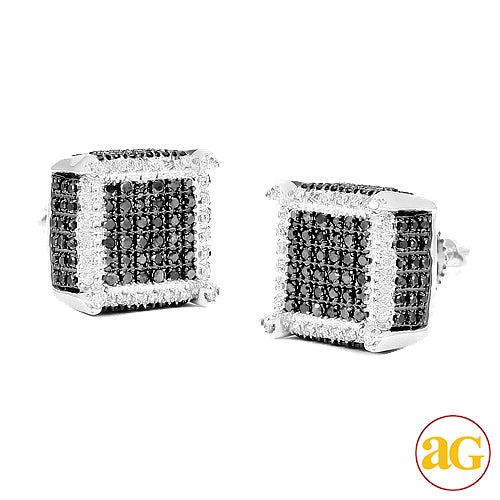 10KW 0.85CTW BLACK & WHITE DIAMOND DICE EARRINGS