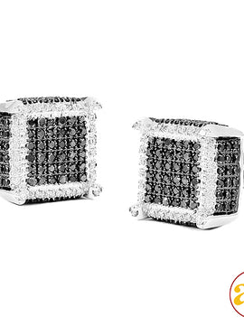 10KW 0.85CTW BLACK & WHITE DIAMOND DICE EARRINGS