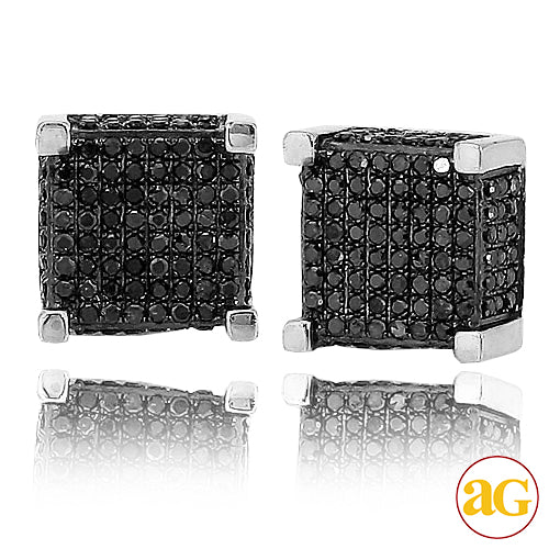 10KW 0.75CTW BLACK DIAMOND FANCY DICE EARRINGS