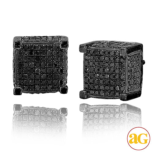 10K 1.00CTW BLACK DIAMOND FANCY DICE EARRINGS