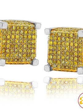 10KW 0.75CTW YELLOW DIAMOND FANCY DICE EARRING