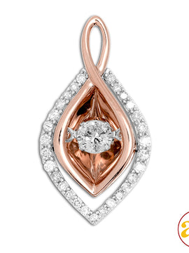 14KW+R 0.33CTW DANCING DIAMOND PENDANT