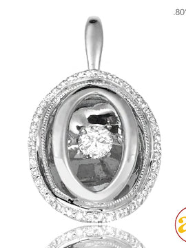 14KW+R 0.25CTW DANCING DIAMOND PENDANT - ROSE BACK