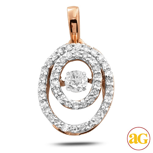 14KR 0.25CTW DANCING DIAMOND DOUBLE OVAL PENDANT