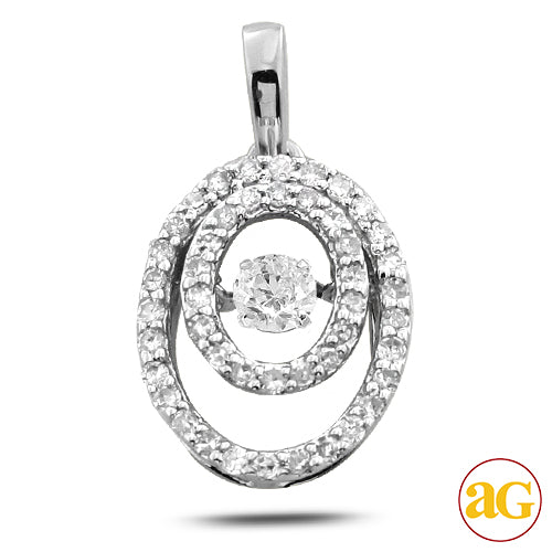 14KW 0.25CTW DANCING DIAMOND DOUBLE OVAL PENDANT