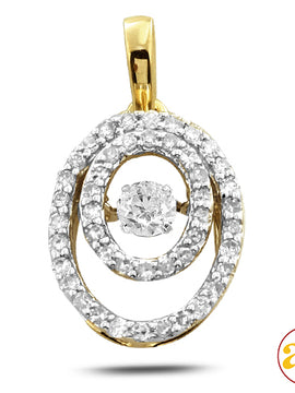 14KY 0.25CTW DANCING DIAMOND DOUBLE OVAL PENDANT