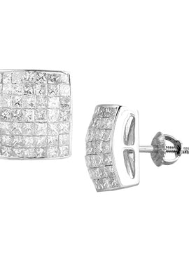 14KW 1.75CTW DIAMOND SQUARE DOME EARRINGS