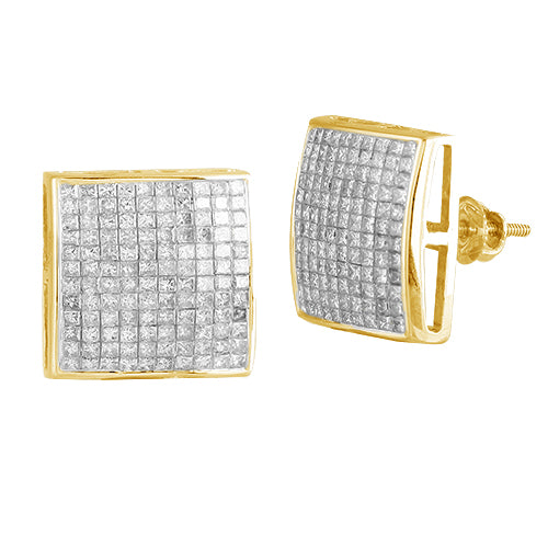 14KY 2.25CTW PC DIAMOND SQUARE DOME EARRINGS