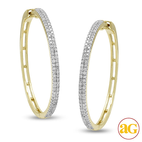 14KY 0.50CTW DIAMOND HOOP EARRINGS