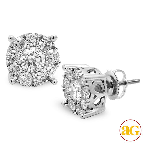 14KW 2.00CTW DIAMOND FLEUR STUD EARRINGS